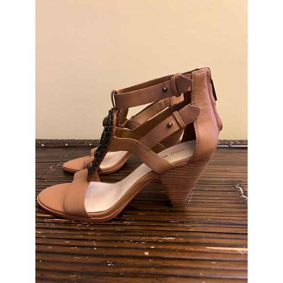 Nine West Women's Reese Leather Dress Sandal Bohemian Beaded Gladiator Size 7 - Picture 7 of 11